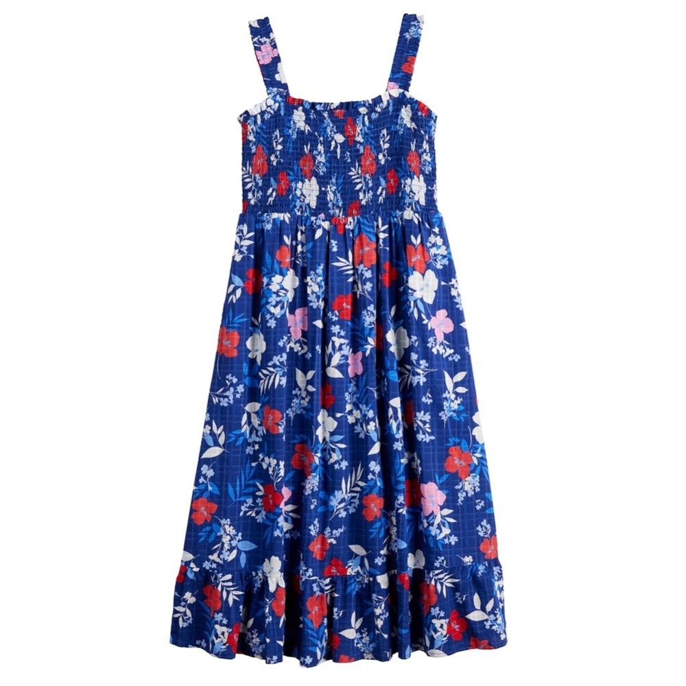 Draper James Women's Small Blue Multicolor Smocked Bodice Sheath Midi Dress NWOT - Picture 11 of 15